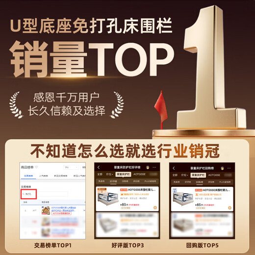 AOTGSSE bed fence crib fence safety guardrail bed side baffle baby anti-fall bed fence no punching no punching Crown Bear 1.8+2+2m three-sided