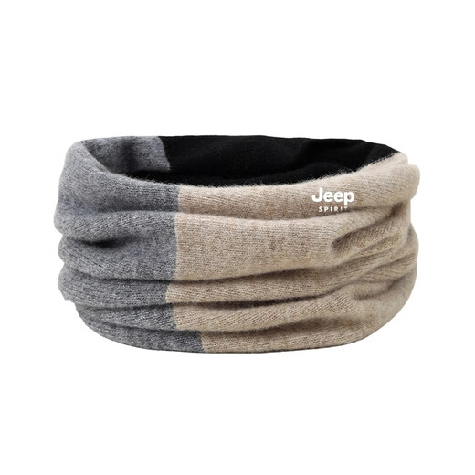 JEEP SPIRIT Jeep 100% pure wool neck scarf high-end winter men's neck cover outdoor cycling sports warm women's gift beige gray 100% wool