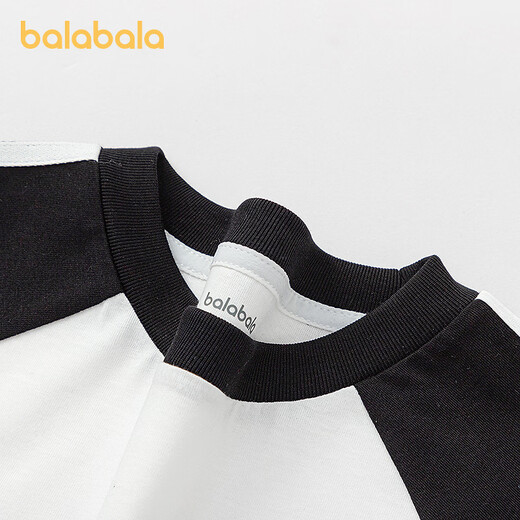 BALABALA balaOne BALABALA children's clothing children's long-sleeved T-shirts for boys and girls 2026 spring new quick-drying cotton black and white tones 00391 165