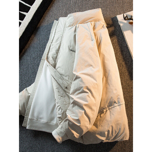 Playboy American Stand Collar Down Jacket Men's Winter Design Warm and Windproof Short Down Jacket Off-White XL (146-165Jin Jin equals 0.5kg)