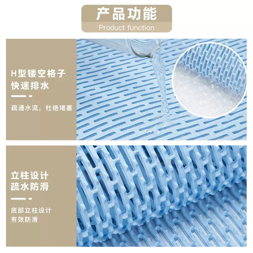 Yusenyi PVC plastic floor mat bathroom shower room entry door non-slip waterproof waterproof door mat thickened anti-fall pink 0.9 meters wide x 10 meters long