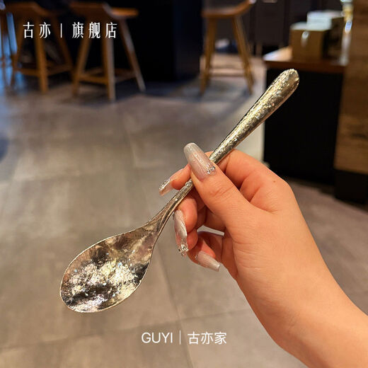 A really rare spoon for picking up cats, pure titanium table spoon, mildew-proof drinking spoon, outdoor convenient spoon, dessert spoon, pure titanium crystallized ice flower table spoon, 2 pieces