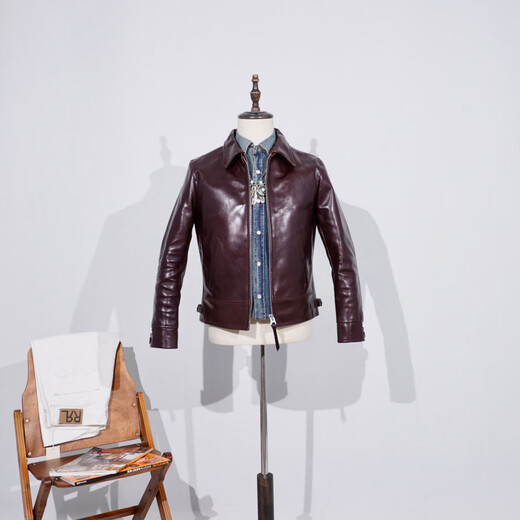 CHEVALPES international first-line brand heavyweight horsehide classic 1930 batik horsehide leather jacket men's motorcycle short retro slim leather beeswax horsehide TWC716 S