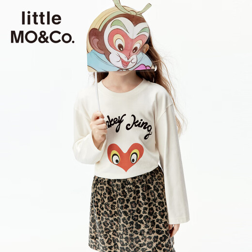 Little MO&Co. Sansan same style, Havoc in Heaven co-branded series little moco children's clothing 26 spring children's antibacterial pure cotton long sleeves off-white antibacterial 110 110/56