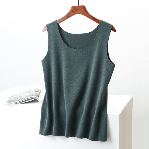 New Spring and Autumn DeRong Fleece Warm Vest Korean Style Slim Fit Seamless Internal Round Neck Sleeveless Solid Color Bottoming Shirt Yellow M