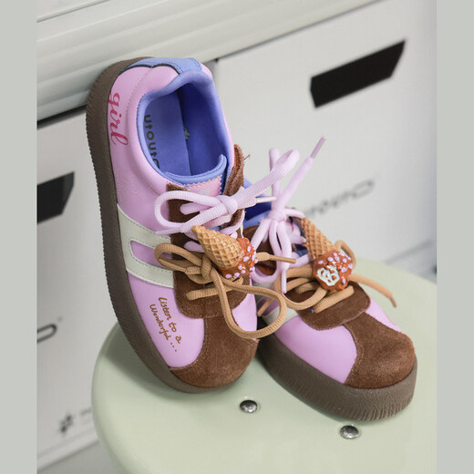 UTOUTO Big Ear Elephant Girls Color Matching Casual Sports Shoes 2026 Spring New Breathable Anti-Slip Sneakers 2602001 Dark Yellow Green 26 Inner Length 16.5cm