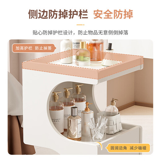 Special trolley for Yong Huan Beauty Salon, wooden movable care instrument storage rack, cosmetic hand push advanced tool cart, warm white 46x40x86CM, official standard configuration