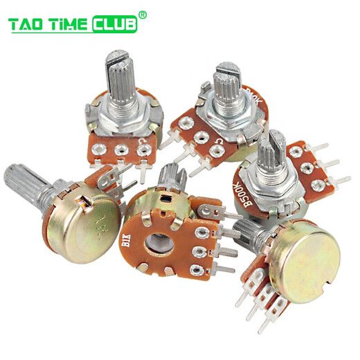 Single double double potentiometer WH148 adjustable B1K 2K5K10K20K 50K 100K 500K handle 15/20MM double B50K6 foot handle length 15MM (5 pieces) No Specifications