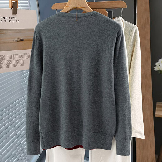Sibaishe contrast color long-sleeved casual sweater for women 2026 spring new fashion button design simple top