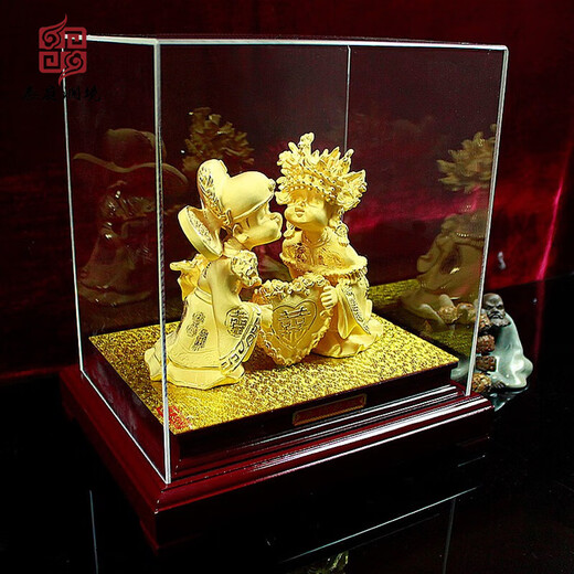 喜结良缘黄金镀金摆件新婚礼物送闺蜜送朋友订婚定制礼品结婚礼物 喜结良缘加大号