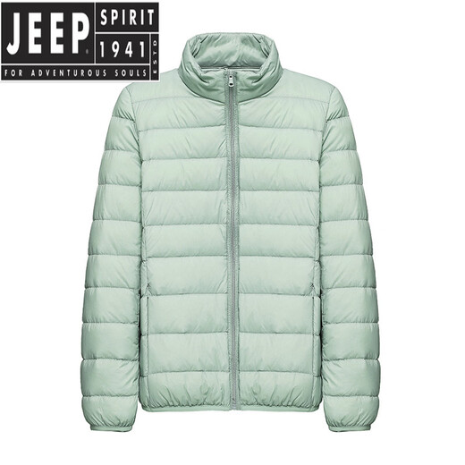 JEEP SPIRIT Down Jacket Men's Autumn and Winter White Duck Down Lightweight Stand Collar Hooded Casual Large Size Warm Jacket Women - Off-White S