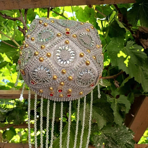 He Jiagong Xinjiang Uygur Hat New Tassel Ethnic Women's Handmade Baotou Beaded Dance Flower Hat 3 Years Old 4 Years Old