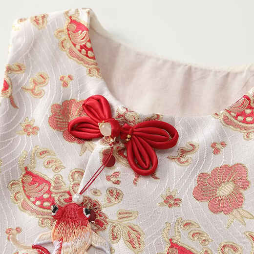 Fanlie baby clothes, spring clothes, newborn girl, national style jumpsuit, full moon, hundred days, one-year-old dress, spring and autumn, red 66cm