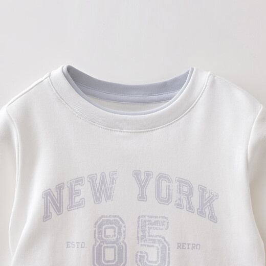 MARC&JANIE American casual girls' fake two-piece pleated T-shirt children's long-sleeved top spring new style 560187 white 110 cm (recommended height 101-110cm)