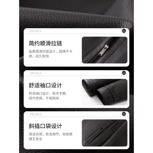 KBXNG Jinba leather down middle-aged and elderly men's removable lining leather jacket dad winter warm jacket casual men's black duck down lining-removable L 175 90-110 weight