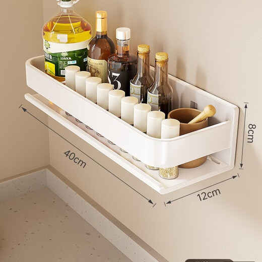 Ermo kitchen rack condiment jar storage shelf wall punch-free wall-mounted household multi-functional condiment rack white 30 2023 upgrade and widen 12CM