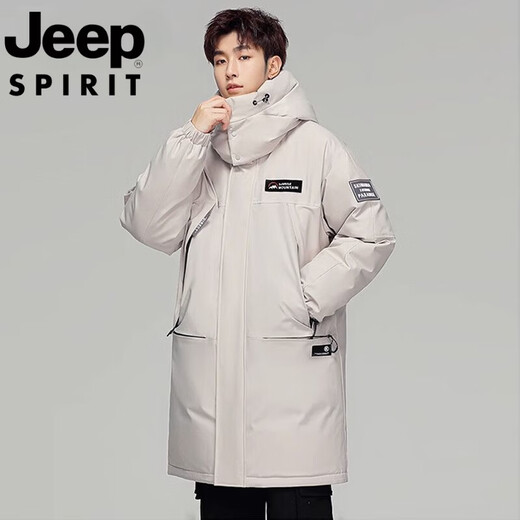 JEEP吉普国际品牌派克羽绒服男士中长款2025冬季新款工装加厚保暖外套 绿色 M 建议90-105斤