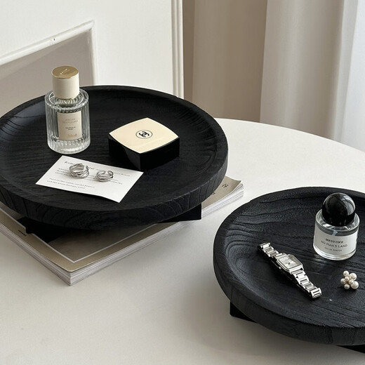 Shantou Lincun Second-hand Solid Wood Jewelry Jewelry Aromatherapy Display Storage Tray Light Luxurious Entrance Key Storage Ornament Small + Large Fired Round Wooden Stand