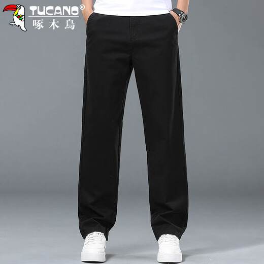Woodpecker (TUCANO) casual pants men's spring business straight pants men's trousers men's trendy loose trousers black 32