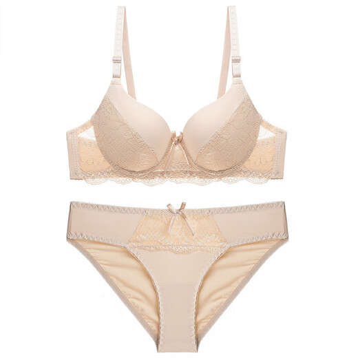 Triumph European and American brand sexy lace bra set push-up women's underwear, breast-retracting adjustment type push-up shaping bra, white 80C