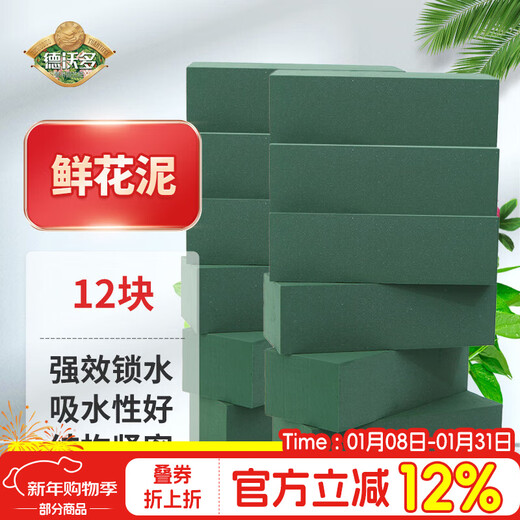 Devodo flower arrangement mud green * 12 pieces gardening supplies flower basket foam flower mud flower mud dry flower mud absorbent sponge