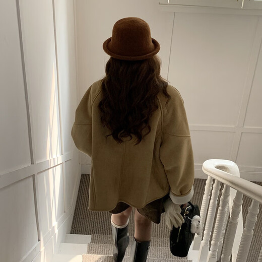 Woodpecker (TUCANO) side cm brown wool fisherman hat women's 2025 autumn and winter new hat retro dome hat curled top hat brown caramel adjustable