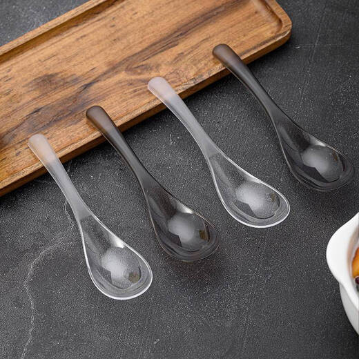 Yong Huan disposable spoon individually packaged plastic thickened food grade commercial household large spoon delivery dessert spoon 12cm small simple transparent transparent 100 pieces