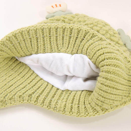 JOYNCLEON baby hat autumn and winter warm thickened knitted ear protection hat for young children going out windproof woolen hat off-white 40-48cm 4 months-2 years old