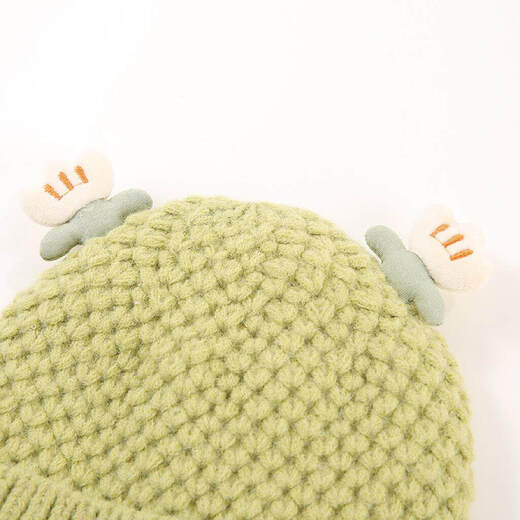 JOYNCLEON baby hat autumn and winter warm thickened knitted ear protection hat for young children going out windproof woolen hat off-white 40-48cm 4 months-2 years old