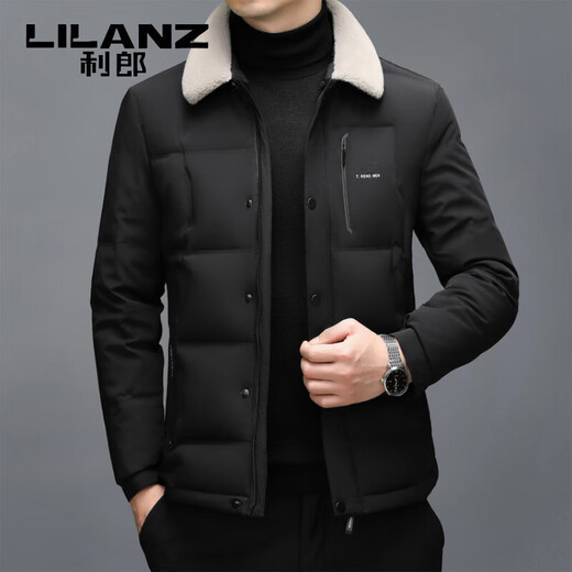 LILANZ мужской короткий пуховик для молодых и средних лет 90, белый утиный пух, утепленный, теплый, для папы морозостойкая хлебная куртка, черный M