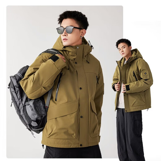 Jeanswest Down Jacket Men's 2025 Spring and Autumn New Windproof Work Jacket Warm and Cold-proof Fashionable Versatile Top W972 Black XL