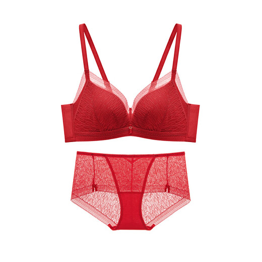 Maniform two-piece set red underwear set zodiac year no wire bra underwear for women seamless and comfortable lucky zodiac red - fresh beauty - no wire rims 75B underwear 165