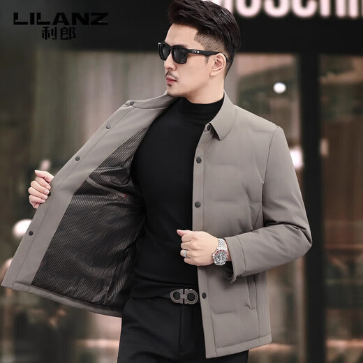 LILANZ Пуховик мужской, осень 2025, новинка 2025 года, повседневная мужская легкая мужская куртка для молодежи и среднего возраста с лацканами, белая мужская куртка на утином пуху, черная, 2XL 185