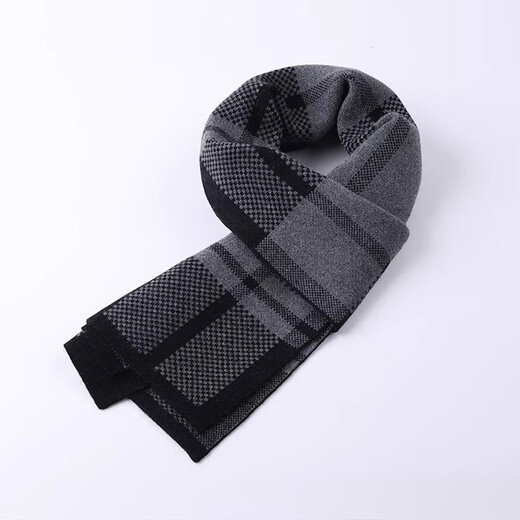 EGW international luxury brand cashmere scarf autumn and winter thickened dad and husband warm men's scarf gift box black gray gift box