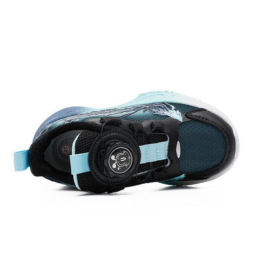 BOBDOG Children's Shoes Boys' Sports Shoes 2026 Spring New Rotating Button Boys Running Shoes Children's Shoes Women Black/Water Moon Blue 28 Suitable for Feet Length 17.0CM