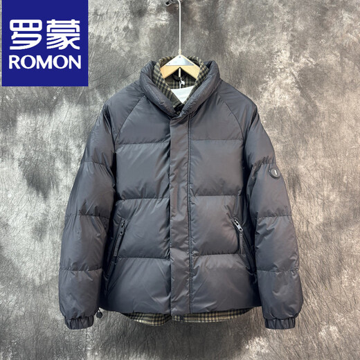 ROMON искусственный двухсекционный пуховик мужской зимний 2025 новый белый утиный пух воротник рубашки корейский стиль куртка-стойка хаки зеленый 4XL 170-190Jin Jin равен 0,5 кг