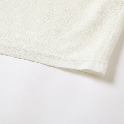 Xiangying white v-neck ribbon shirt for women 2026 spring new textured jacquard splicing long-sleeved loose shirt Lubai S 155/80A/85-95Jin Jin equals 0.5 kg