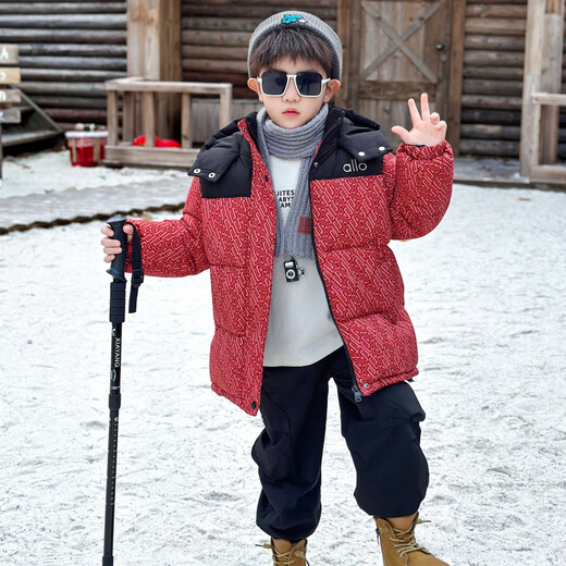 HAL.DUCK Down Jacket Boys' Cotton Jacket Winter Thickened Giant Warm Children's Cotton Jacket 2026 New Boy Handsome Young Master Winter Cotton Jacket Black Cotton Thickened 100 cm (Recommended Height Around 95)