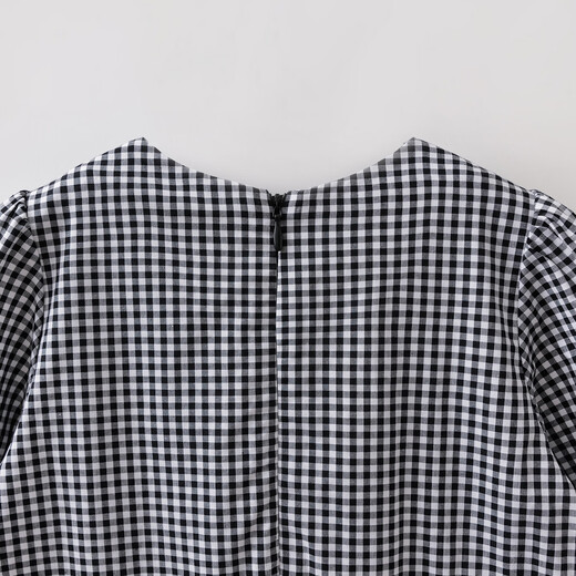 MARC&JANIE Mark Jenny literary plaid girls' lace dress children's skirt 2026 spring new style 560196 black plaid 110 (recommended height 101-110)