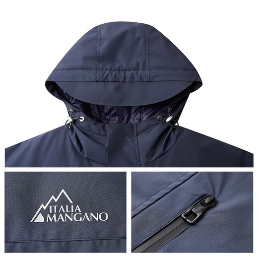 MANGANO轻奢品牌冬季新款男士羽绒服时尚休闲连帽90绒鹅绒户外保暖外套男 午夜蓝 S 46