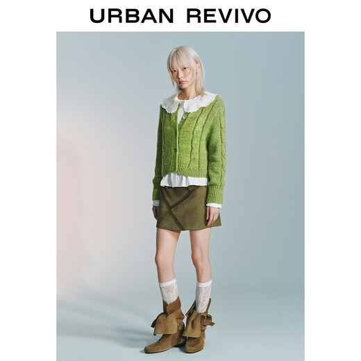 UR2026 Spring New Women's Casual Cable Breasted Round Neck Short Knitted Cardigan UYL960001