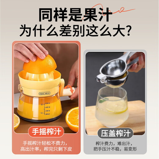 Jingyan manual juicer home hand juicer fruit juicer orange juice orange lemon hand juicer artifact hand juicer 99.9% juice yield no wastage of juice dust cover hygiene丨residue juice separation丨refundable if not used