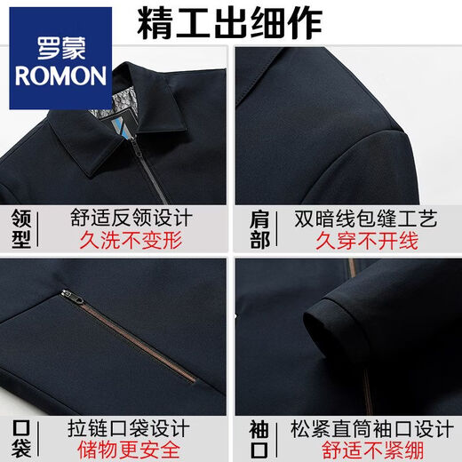 ROMON dad coat autumn and winter middle-aged velvet thickened executive jacket men middle-aged and elderly warm cotton clothes navy blue velvet M 170/96A suitable for 80-100Jin Jin equals 0.5 kg