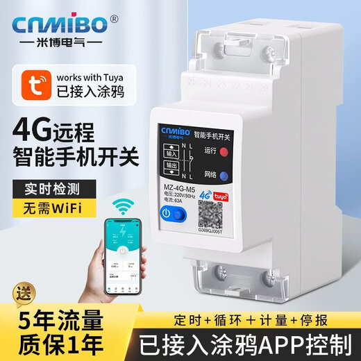 4G mobile phone remote control switch Tuya smart WiFi timing wireless remote control water pump advertising light power supply 4G model Tuya 10A socket (with metering_non-stop reporting)