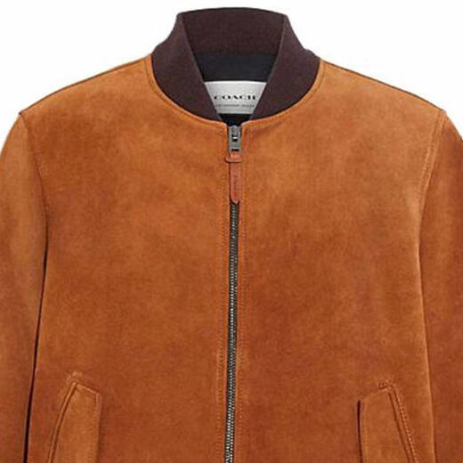 COACH SS Colorblock Suede Zip Leather Jacket Men's Orange Orange S
