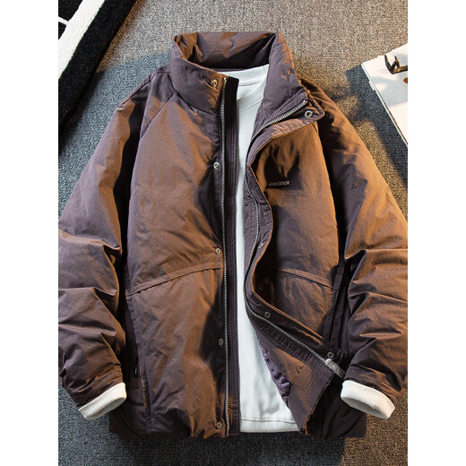 Playboy American Stand Collar Down Jacket Men's Winter Design Warm and Windproof Short Down Jacket Off-White XL (146-165Jin Jin equals 0.5kg)