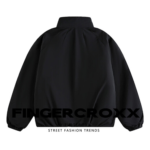 Fingercroxx it модный брендовый мужской пуховик с воротником-стойкой, зима 2025, новая свободная повседневная универсальная теплая куртка на белом утином пуху, черный счетчик, тот же стиль, M 115-135Jin Jin, вес 0,5 кг