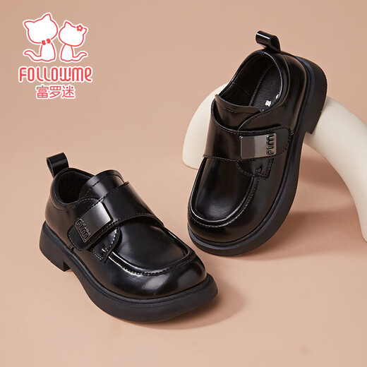 Fuluomi boys leather shoes 26 spring British style campus performance single shoes primary school students soft sole non-slip children's shoes black 38