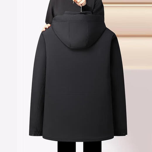 利郎（LILANZ）爸爸脱卸羽绒服男装2025冬季新款加绒90鸭绒中老年冬装外套中 黑色 L 建议90-110斤