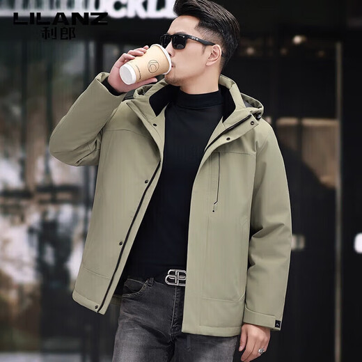 LILANZ men's down jacket brand 2025 new winter detachable hat trendy cold and windproof men's jacket off-white M 170